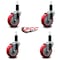 Service Caster 4'' Red Poly Wheel Swivel 1-1/4'' Expanding Stem Caster Set, 4PK SCC-EX20S414-PPUB-RED-114-4 - alternate 3